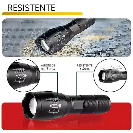 Lanterna Led Tática Resistente À Água E Recarregavel