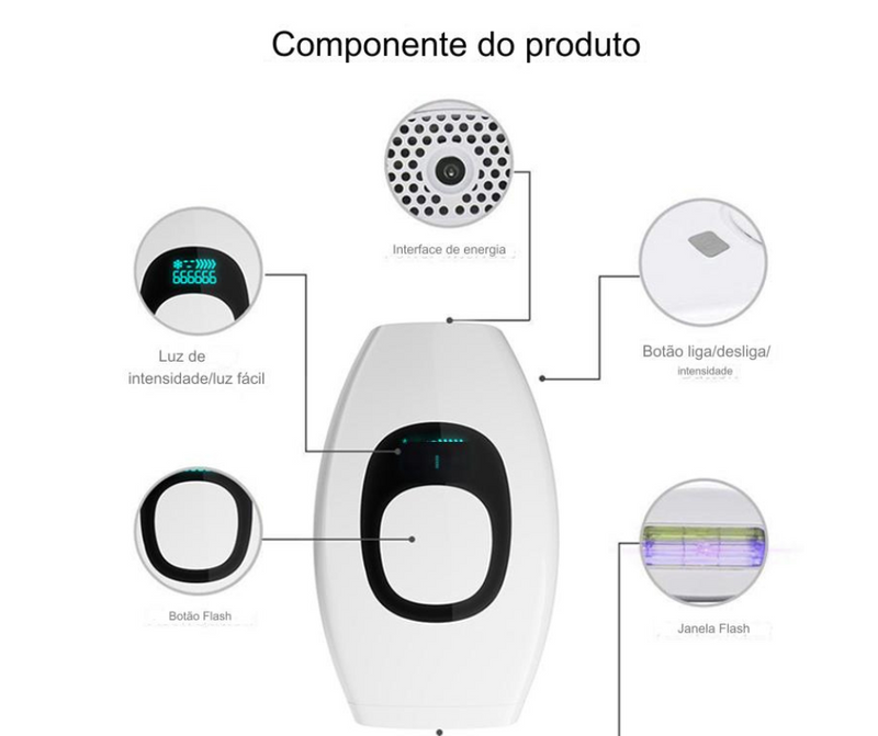 Aparelho Fotodepilação Portátil Permanente Luz Pulsada-black