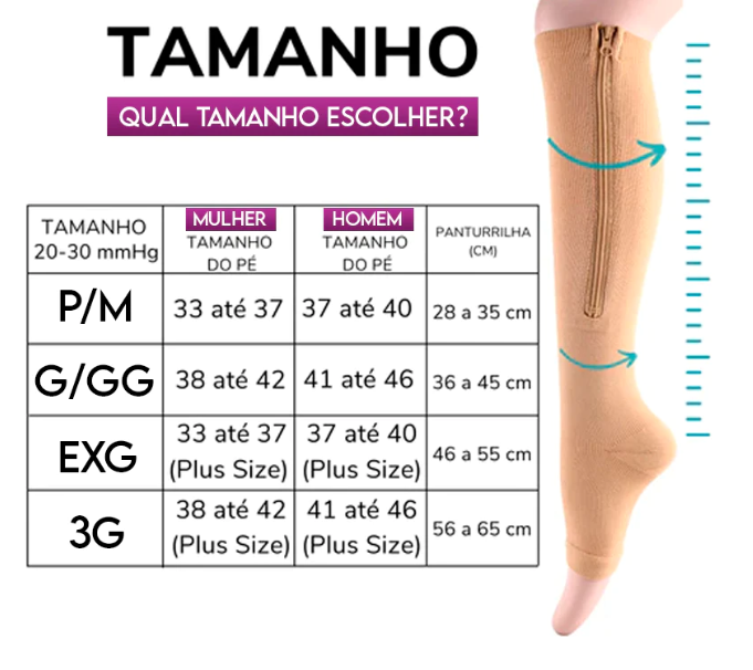 Par de Meias de Compressão com Zíper SPRRTOR | Alívio Imediato